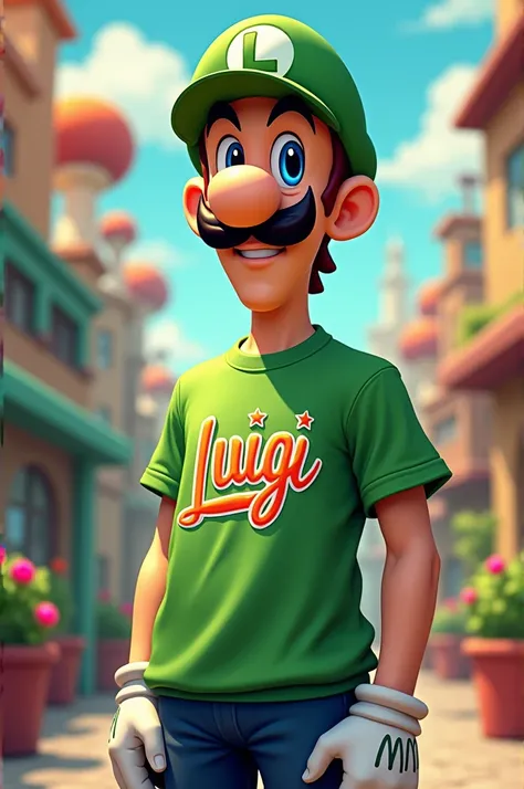 Luigi with the shirt written by Luigi Maragon