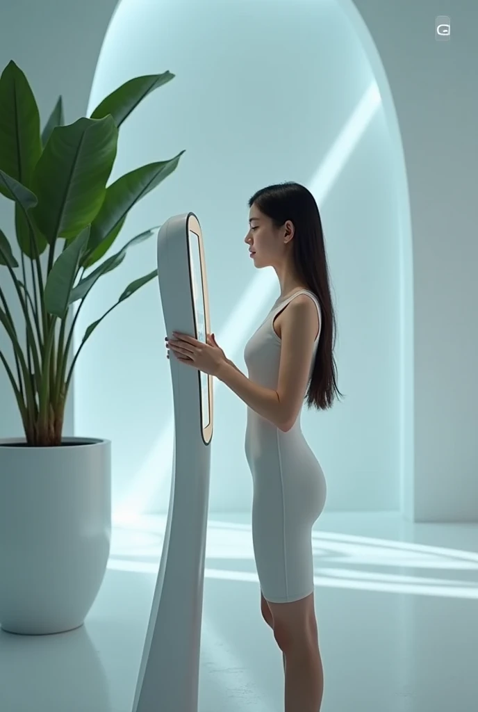 Design a dynamic visual introducing new anti-aging capabilities. The image should feature a blend of technology and wellness elements, showcasing habits and diets that promote longevity. Incorporate a futuristic, clean aesthetic with subtle aging-related g...