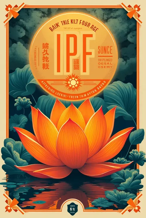 Beer label for an Orange Lotus IPA with 6% Alcohol