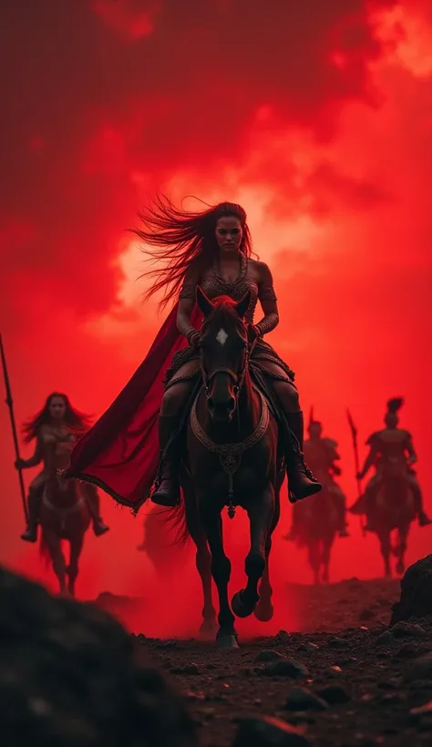 Blood-Red Sky as Penthesilea Leads Amazons

Settings: ISO 800, f/4, 24mm, 1/500 sec.
Capture the striking colors of a blood-red sky as Penthesilea rides forward, leading her warriors with determination, symbolizing the approaching storm.
