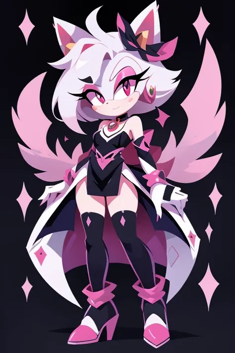 Female character,whole body,legs,hands.pale skin appearance,pink eyes,Hair,attractive vampire princess clothing style,inspired by the style used in the idw sonic friends universe .
