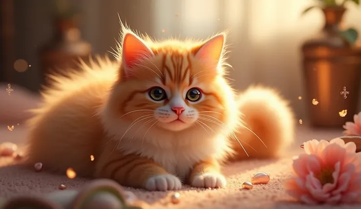 Three-haired cat, beautiful пушистый кот, auction, Idyllic, Magical Scene, beautiful room , (Best Quality, 4K, 8K Yen, High resolution, masterpiece:1.2), Super detailed, (Realist, photoRealist, photo-Realist:1.37), Warm lighting, Bright colors, Soft Focus,...