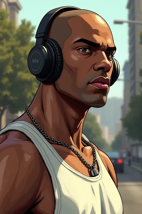 CJ gta san Andreas wearing headphones 