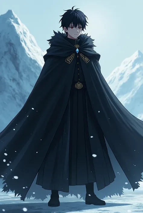 Dark Haired Boy, wearing a black Antarctic coat as a cape, with powerful aura of King&#39;s Haki emanating from him