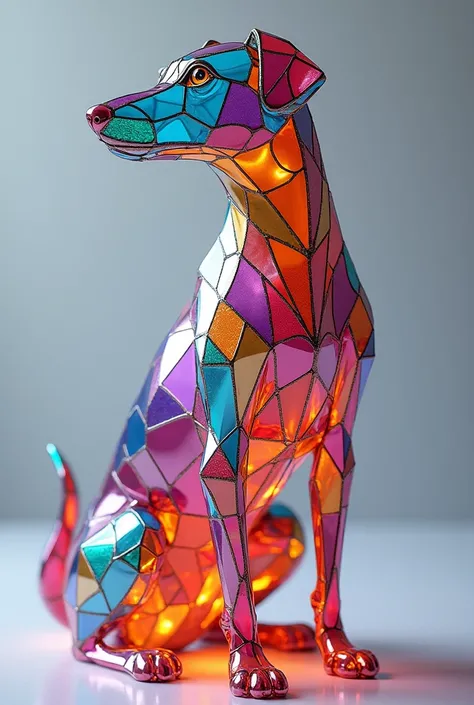  dog made of colorful stained glass, exquisite digital art.