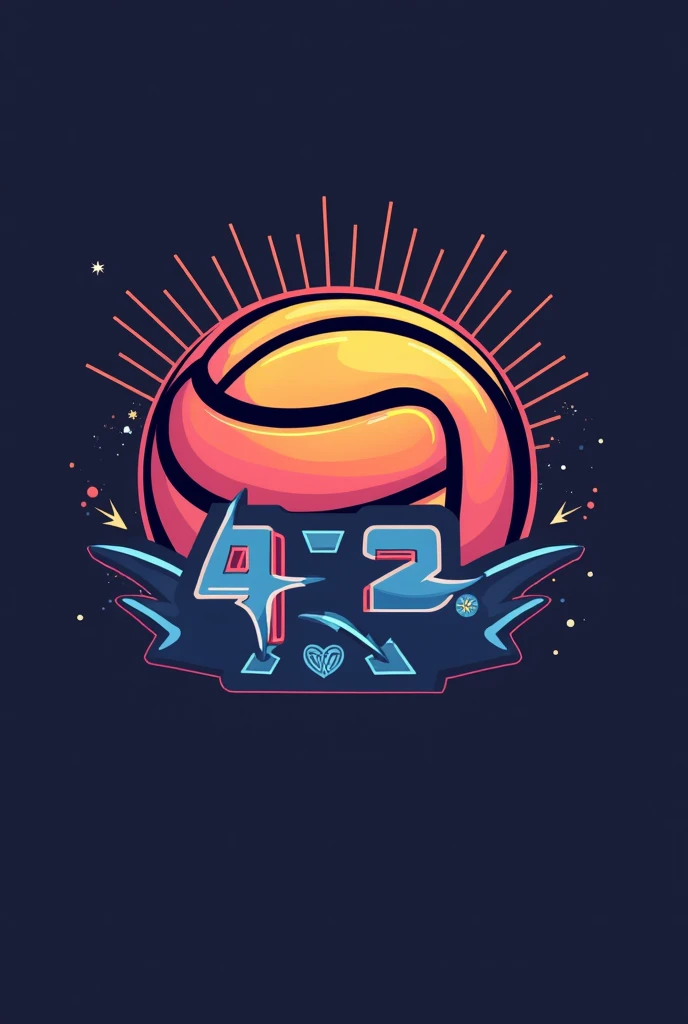 Make an image of a volleyball logo in the hellokity theme and that has the numbers 4.2 BUT ON THE HELLOKITY THEME 