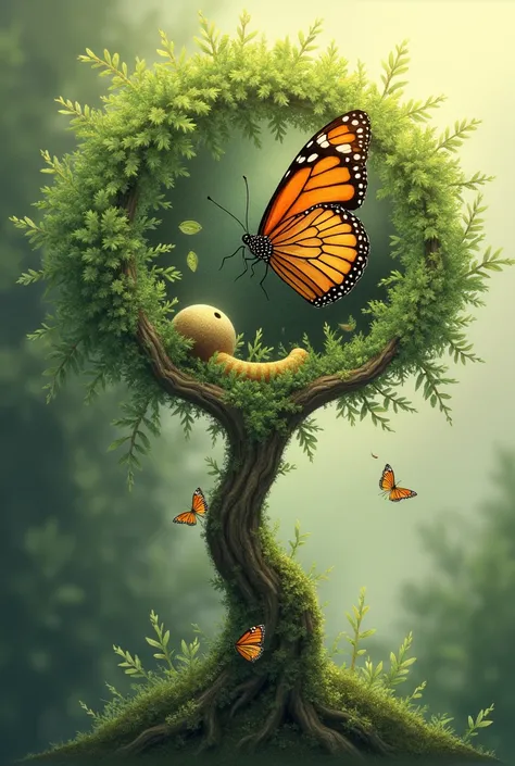 Butterfly life cycle in tree formation