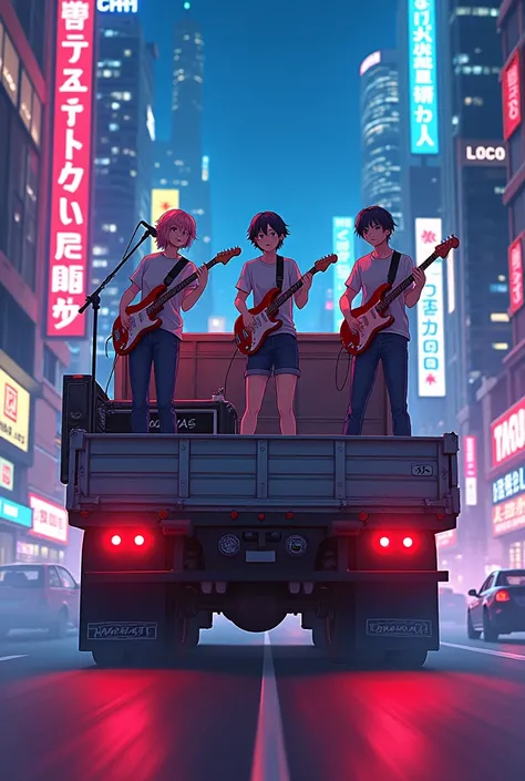 Band set up on a truck anime