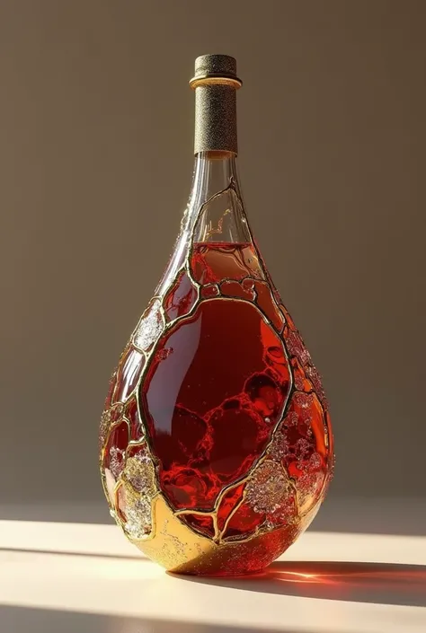 Wine bottle with an original shape taken from web3 displayed as a jewel 