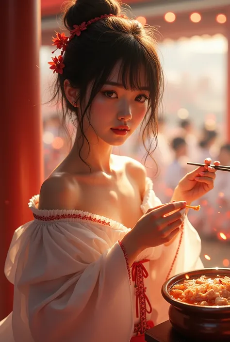 Scattering festival clothes、Real Japanese woman in a temple, Beautiful Japanese Woman, Japanese Goddess, Beautiful Japanese woman face、Sexy Japanese Women、Looking at the camera、Gazing into the Eyes、Looking forward、Look forward、Shaggy Hair、Beautiful clavicl...