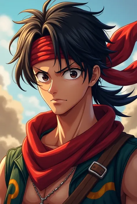 Handsome Teenager Portgas D Ace High Quality, Detail, Lens Flare, Motion Lines, Image Fill, Bandana, Ponytail, 