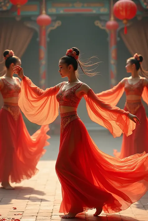 Asian women dancing