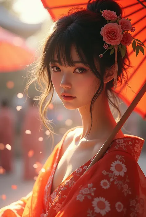 Scattering festival clothes、 Beautiful Japanese Woman, Japanese Goddess, Beautiful Japanese woman face、Sexy Japanese Women、Looking at the camera、Gazing into the Eyes、Looking forward、Look forward、Shaggy Hair、Beautiful clavicle、Beautiful Eyes、Details、Single ...