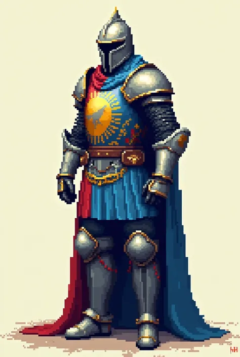 Pixelated knight with Kazakhstan flag pixelated