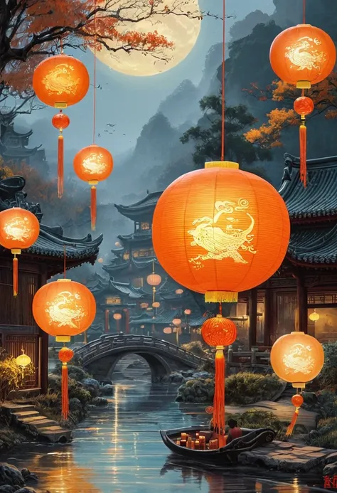 Mid-Autumn Festival, by Hu Zaobin.
(best quality, masterpiece), very aesthetic, perfect composition, intricate details, ultra-detailed, vivid colors