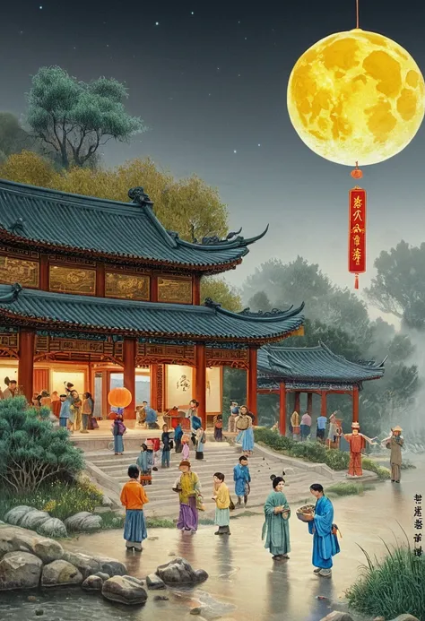 Mid-Autumn Festival, by Hu Zaobin.
(best quality, masterpiece), very aesthetic, perfect composition, intricate details, ultra-detailed, vivid colors