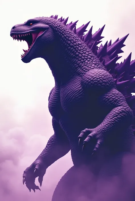 Purple godzilla screaming profile picture in minimalist style