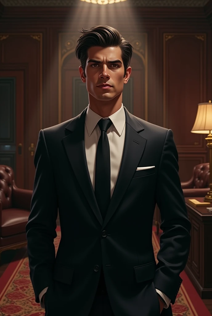 An illustration of a young mafia leader