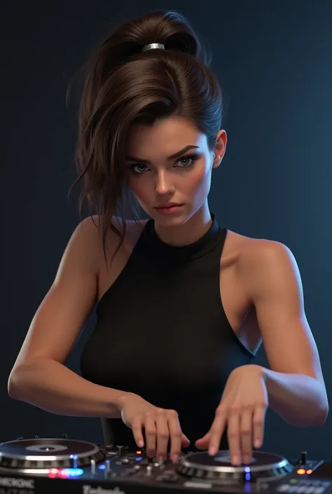 Realistic woman, dj, rostro, touch, arms in sight