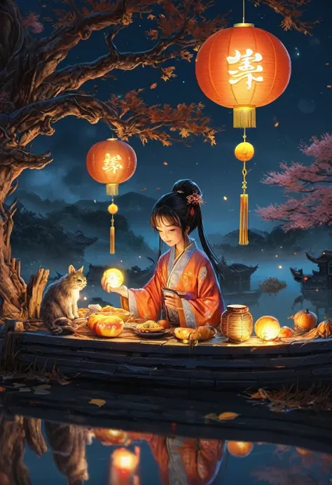 Mid-Autumn Festival, by Yumei.
(best quality, masterpiece), very aesthetic, perfect composition, intricate details, ultra-detailed, vivid colors