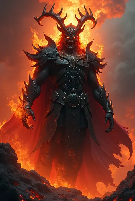 Image 4: Hades and the Hellfire Clothing: Hades wears dark armor adorned with flames and shadows.
Actions: Hades controls hellish flames that emerge from the ground, throwing fire towards enemies.
Expressions: Hades shows a look of coldness and power, with...