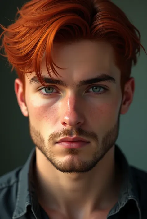 Teenage red haired man with goatee from the front