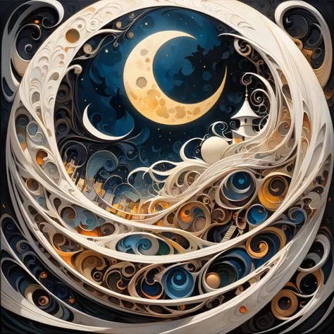 the moon, Artwork inspired by Dave Mckean, intricate details, oil painted
