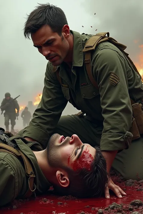 Soldier scared to see his friend fall from a gunshot wound to the head