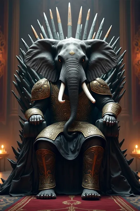 Elephant with armor, Sitting on the Iron Throne
