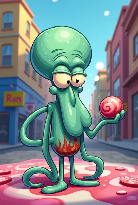 Squidward wants to know why the candy is sweet
