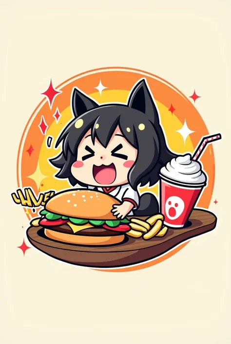 Give me an anime themed fast food restaurant logo that has to do with food 
