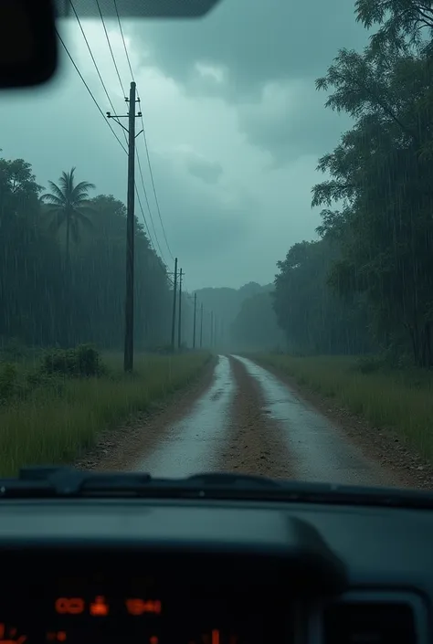 Start 2024 on a dirt road in the rain with no rearview mirror 