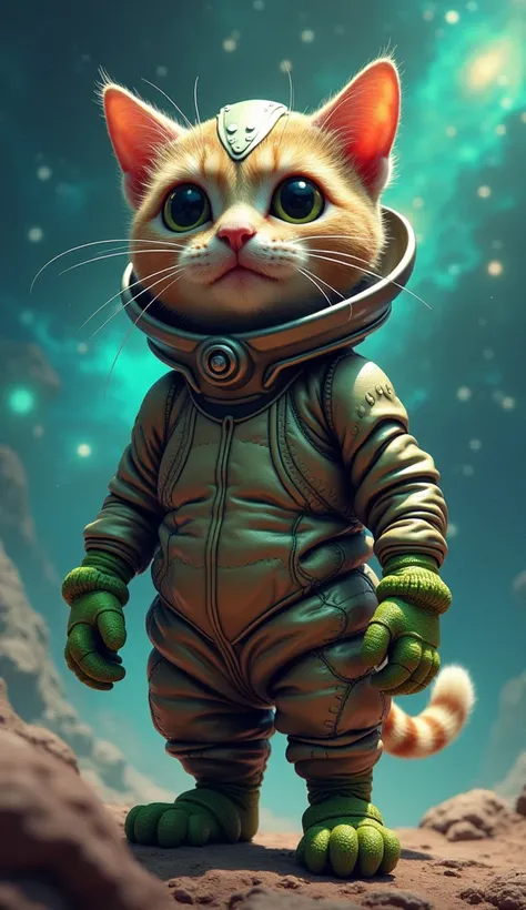 Cat dressed as an alien 