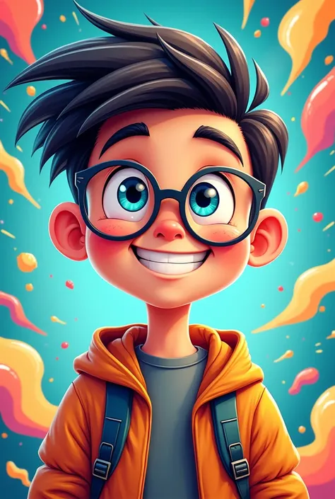 Excited smart boy cartoon image