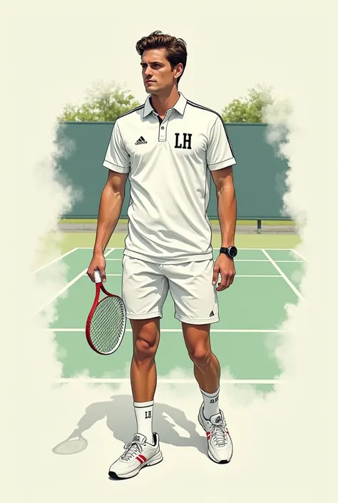 DRAWING OF A TENNIS UNIFORM WITH LH ON ITS CLOTHES

