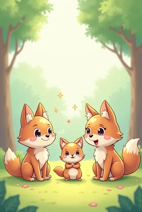 Wolf and she-wolf with squirrel kawaii cartoon