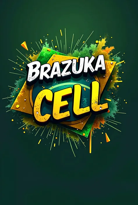 Logo phone repair with letters brazuka cell for e-sports channel with green and yellow colors brazil