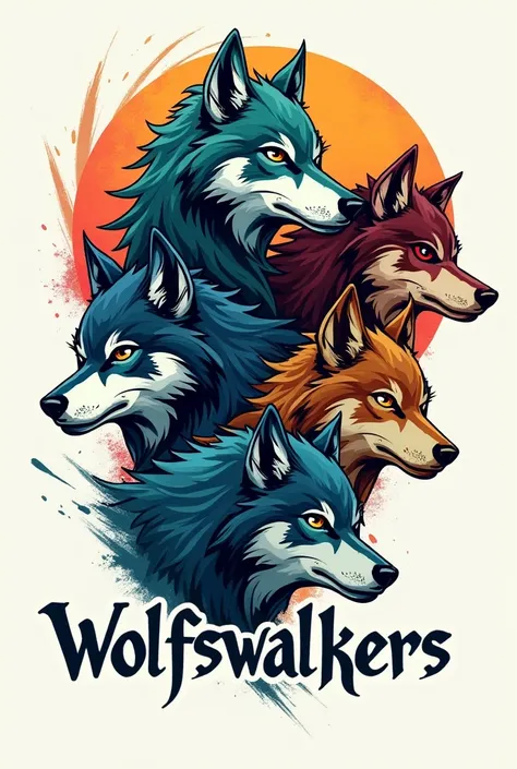 Colored wolf pack logo with the phrase WOLFSWALKERS 