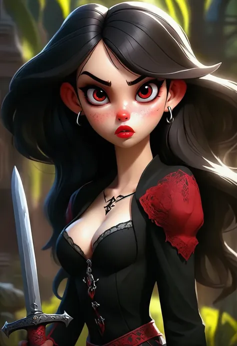 beautiful demonic girl in city park, holding huge sword, extremely hot and sexy, detailed eyes, lips, eyelashes, 1girl, digital ...