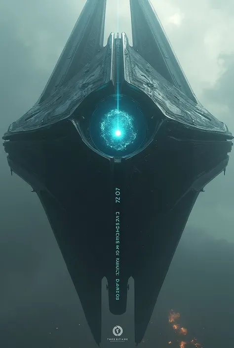 Let&#39;s create a big alien ship, DARK BLACK.
All made of carbon fiber. With large warp engines in the tail, and a fusion reactor with a mass of blue energy on top of it. 
Escrito Parshads 117 na lateral.
Let&#39;s make it bigger, the size of half the pla...