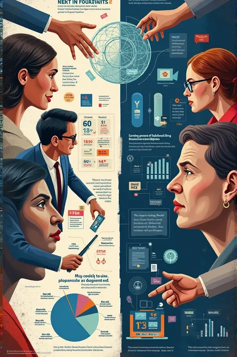 Make a magazine spread about bridging traditional journalism to technological based-ones. Incorporate statistics, color, and make it unique