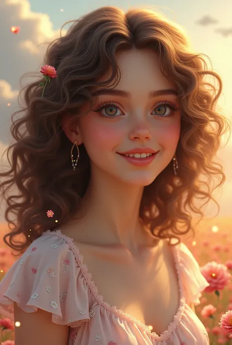 Can you generate me an image of a girl with curly brown hair? 
