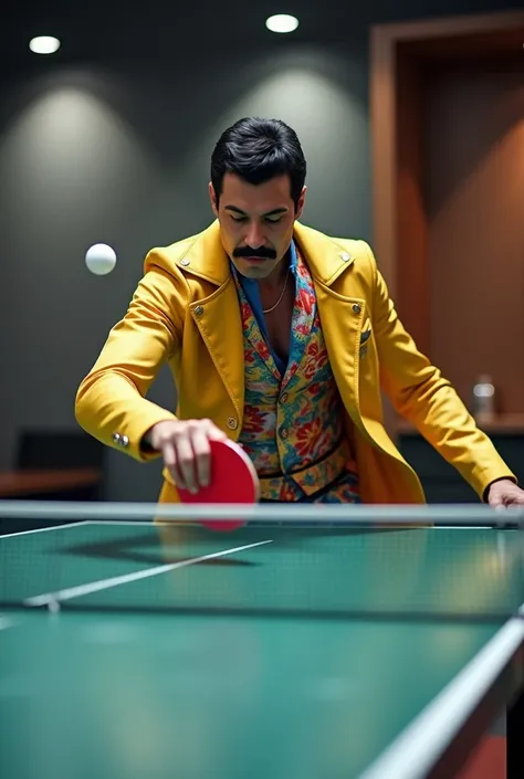 Freddie Mercury plays table tennis 