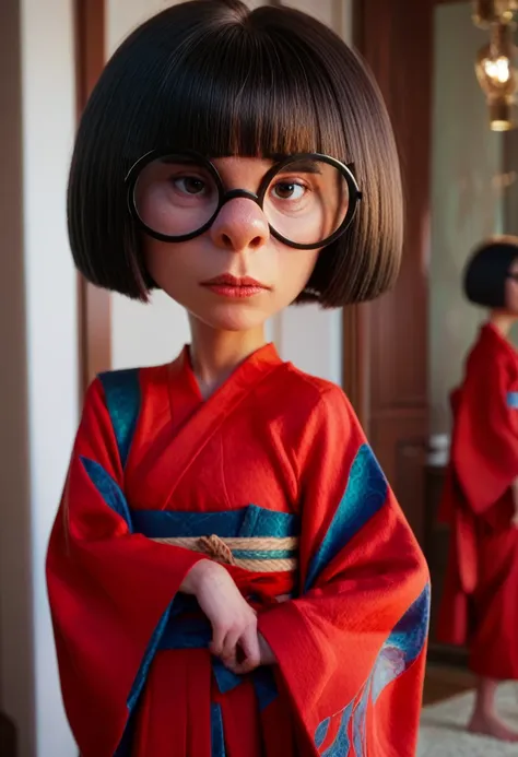 score_9,score_8_up,score_7_up,score_6_up,
ednamodexl,glasses,short hair,bob cut,
red kimono,
standing,looking at viewer,
indoors...