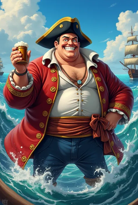 Create a One Piece version of Henry Every, who was described to be in his forties,  middle-sized, inclinable to be fat and of a jolly complexion.