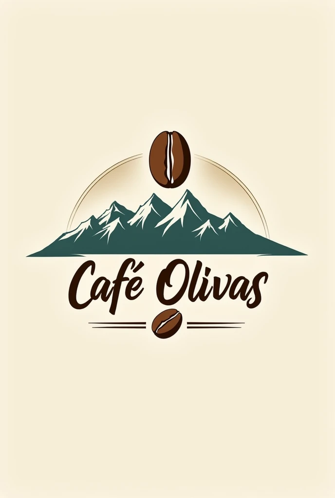 Elegant logo of “Café Olivas” with mountains and coffee bean in the logo
