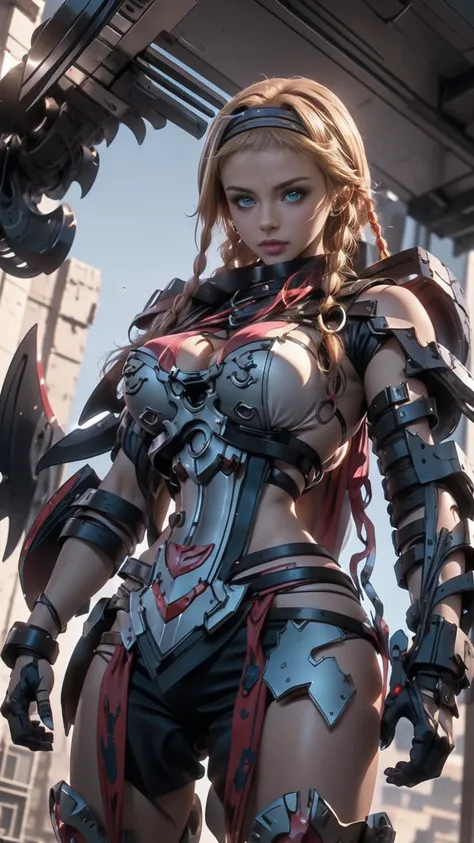 A highly detailed portrait of Leina Vance, a kitbash character combining elements from the Gundam Astray "Red Frame" mecha, in various dynamic fighting poses captured from wide angles and different viewpoints, LeinaV4, BJ_Gundam