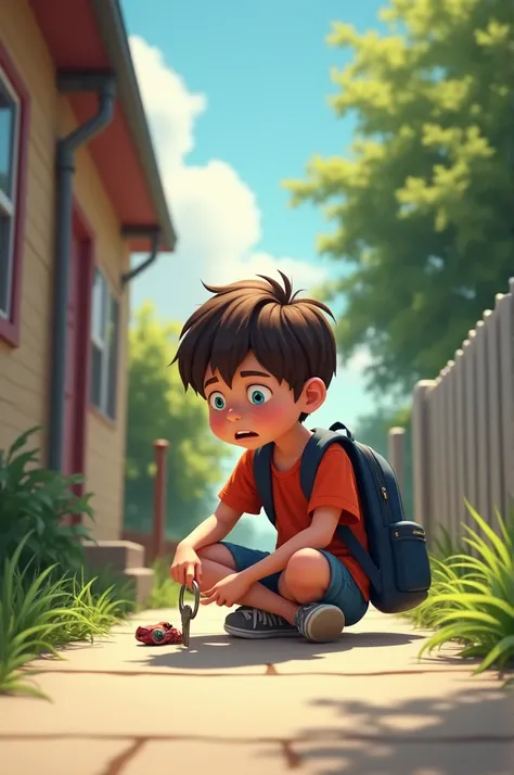 It was a sunny afternoon when John arrived home from school., looking forward to telling your mom about the day. He reached into his pocket for his house key., but felt an emptiness. Where was the key?? He searched all the pockets of his backpack., emptied...