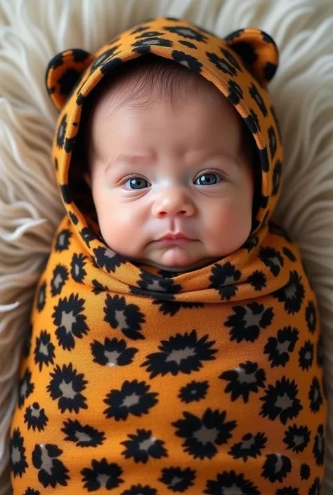 A baby with panter dress