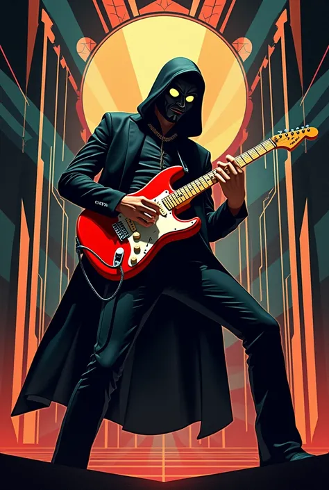 art decó MAKE THE ARTIST BUCKETHEAD PLAYNG GUITAR